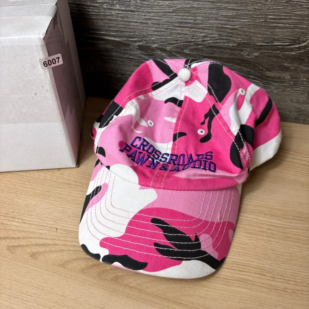 Crossroads Pawn & Audio Hat Cap Strap Back Womens Pink‎ Camo Camouflage